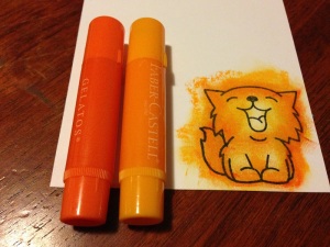 plain-cardstock-cute-cat-stamp-paper-smooches-faber-castell-gelatos-dark-orange-card-idea